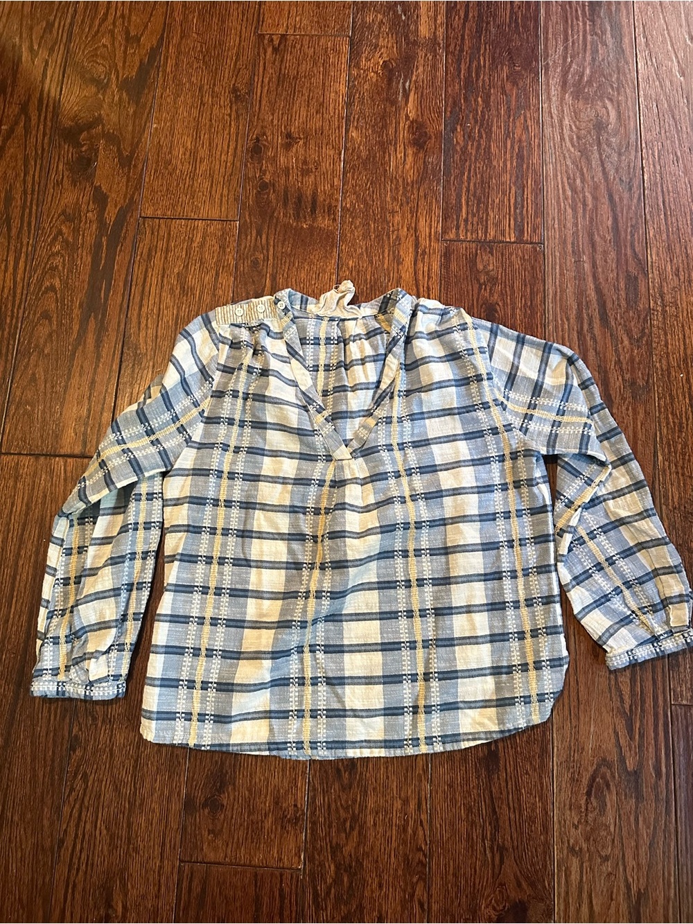 Ace & Jig top in Honor textile: Blue & White Plaid Long-Sleeve Top,Large